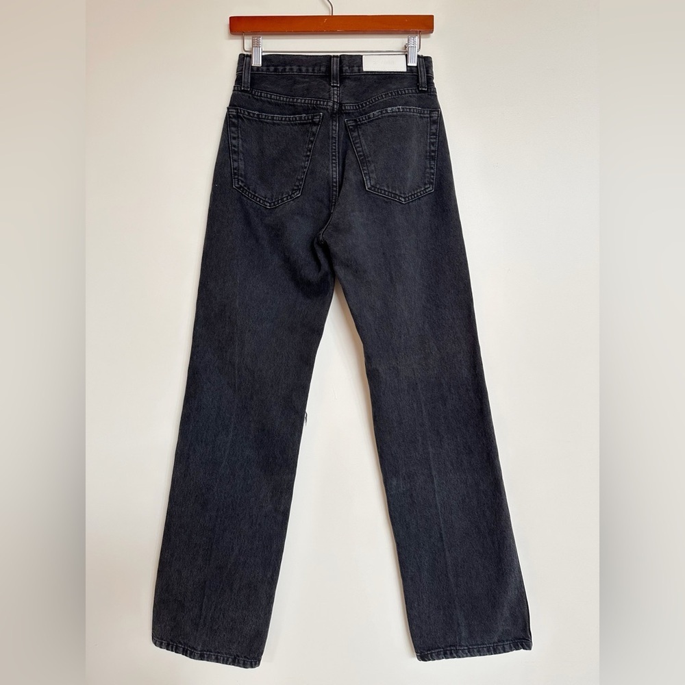 Re/Done High Rise Loose Jeans Washed Black with Rips Size 26 - Picture 3 of 11